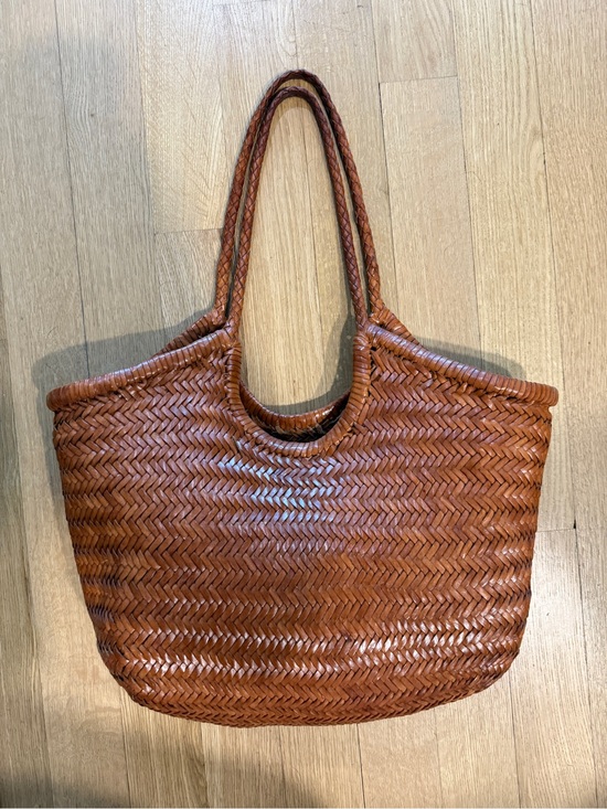 Dragon Diffusion Handbags - Dragon Diffusion Inspired Woven Tote Bag in Cognac